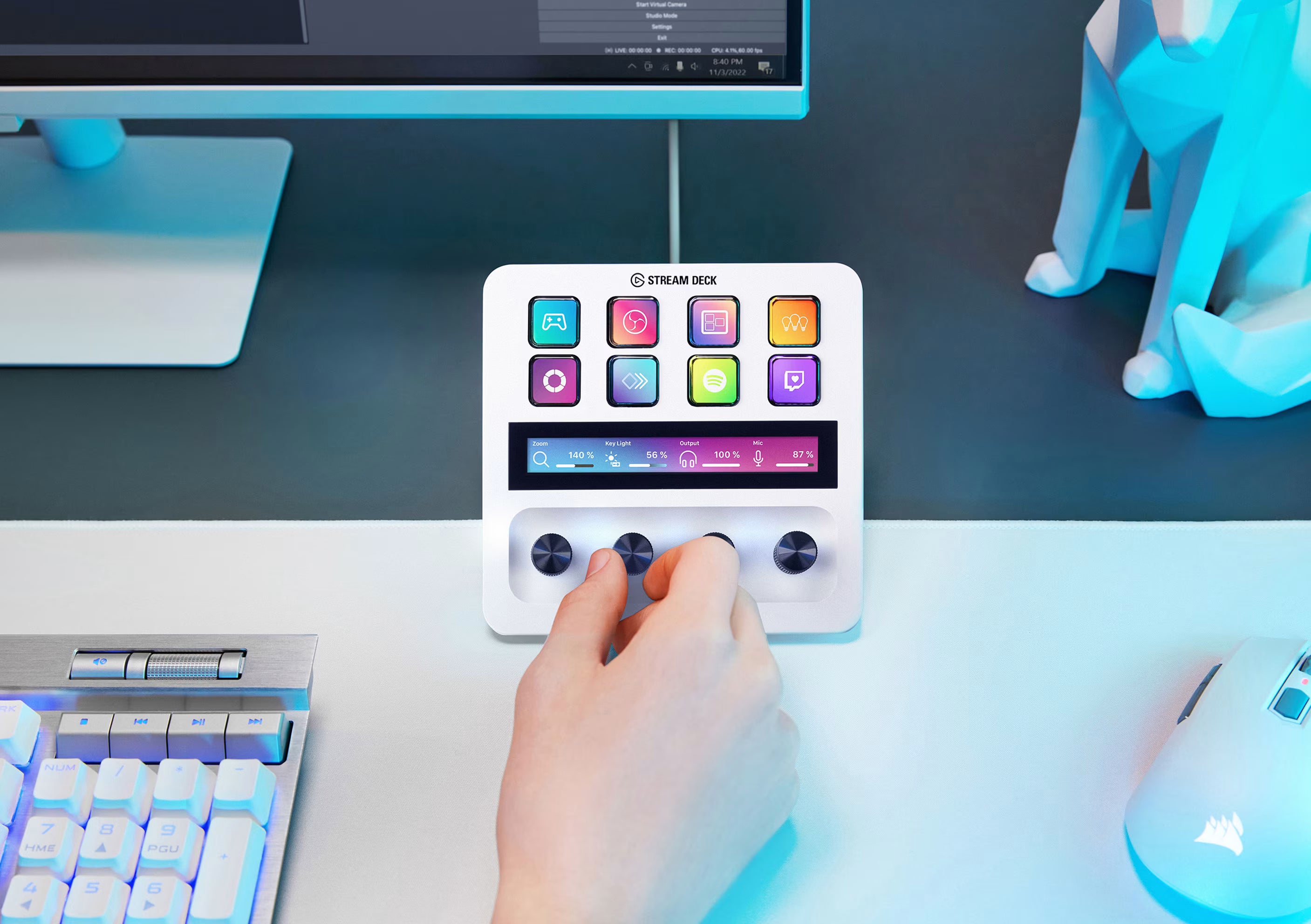 Elgato Stream Deck + White 8-Key LCD Controller - 10GBD9911