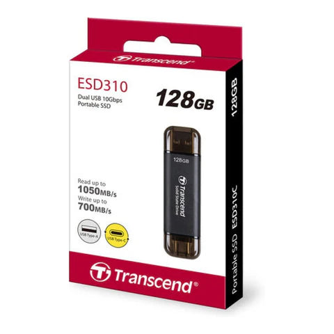 Transcend ESD310C 128GB Portable SSD USB-C and USB-A Black