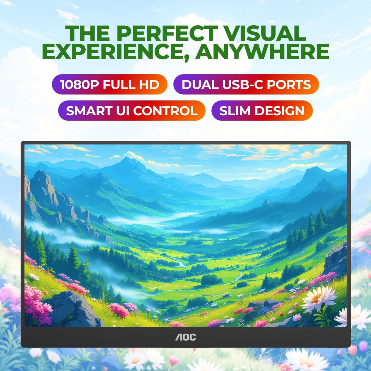 AOC 16T20 15.6-inch Full HD USB-C Portable Monitor AOC-16T20