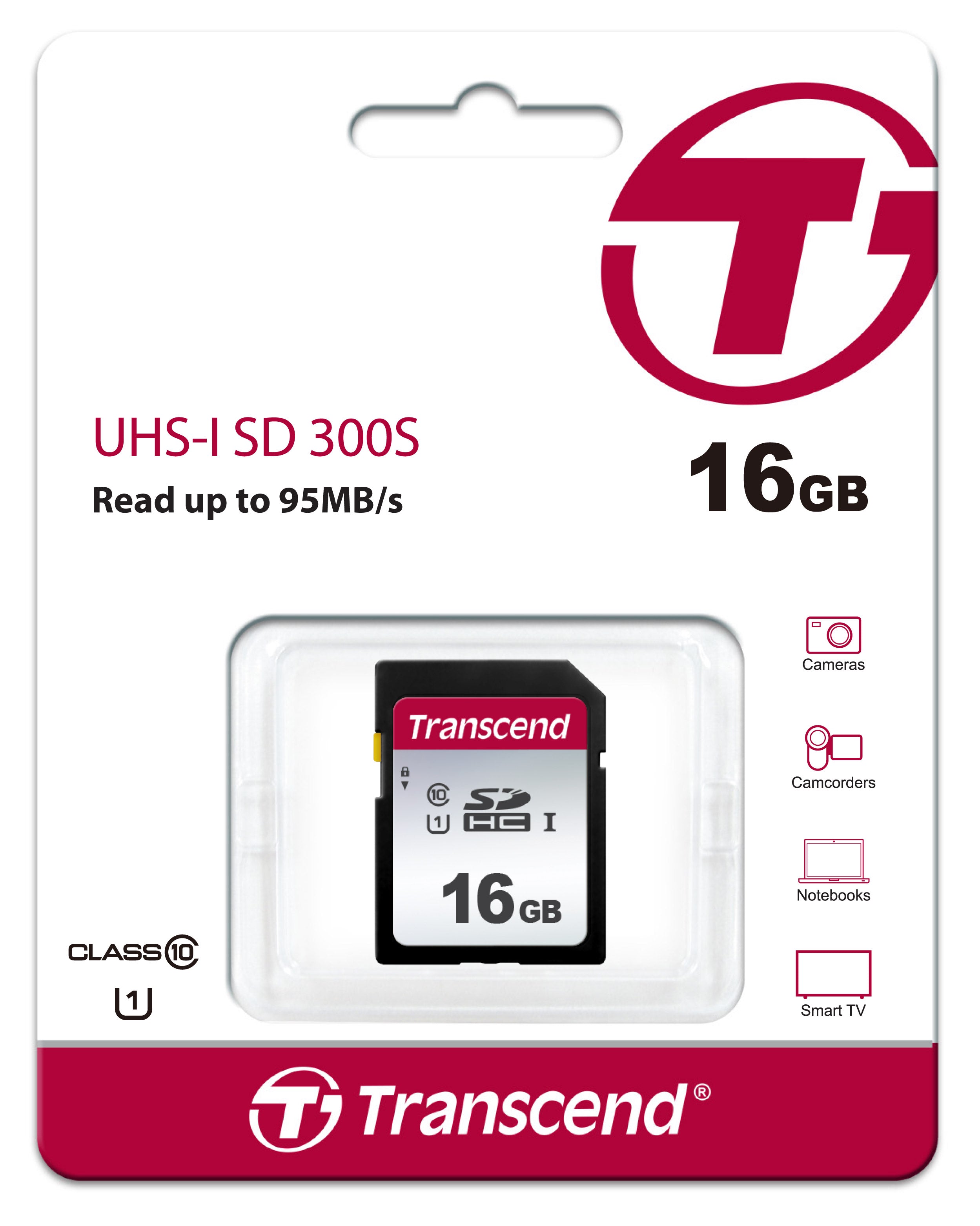 Transcend 300S 16GB SDHC UHS-I U1 Class 10 Memory Card