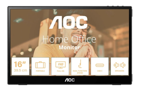 AOC 16T20 15.6-Inch Full HD IPS Portable Monitor - USB-C and Mini HDMI