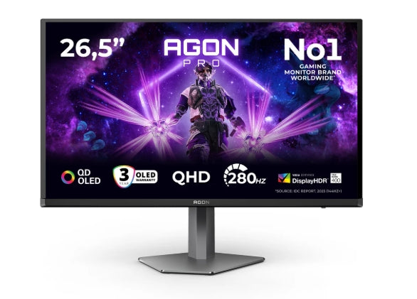 AOC AGON PRO AG276QZD2 26.5-Inch QHD QD-OLED Gaming Monitor - 280Hz 0.03ms