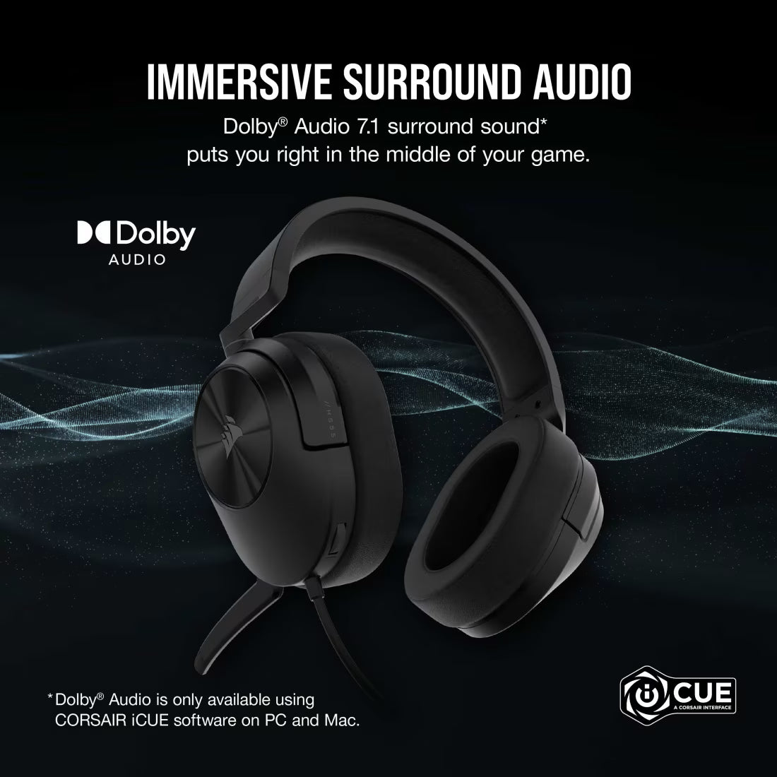 CORSAIR HS55 SURROUND Wired Gaming Headset Carbon - CA-9011265-AP