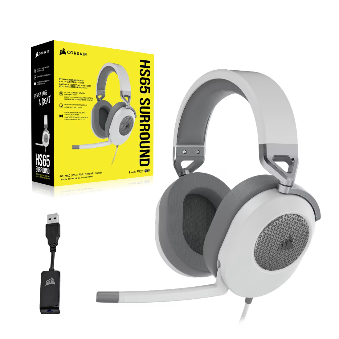 CORSAIR HS65 WIRELESS Gaming Headset White - CA-9011286-AP2