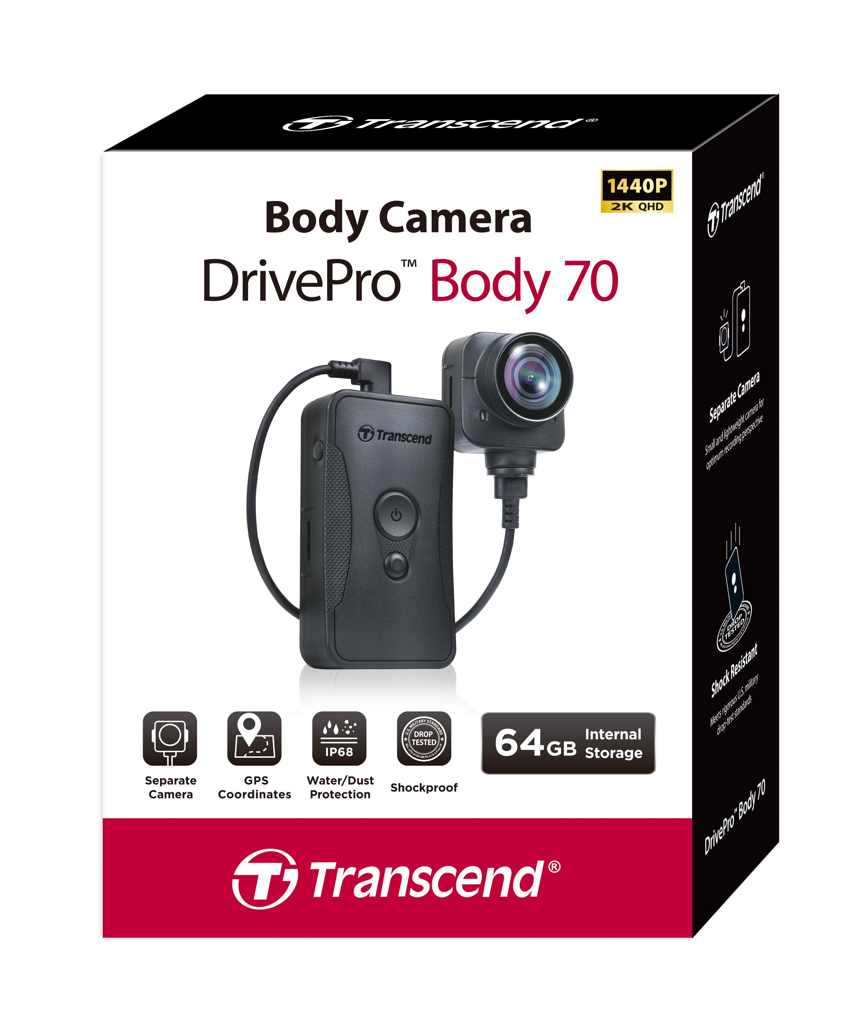 Transcend DrivePro Body 70 64GB 2K QHD Body Camera