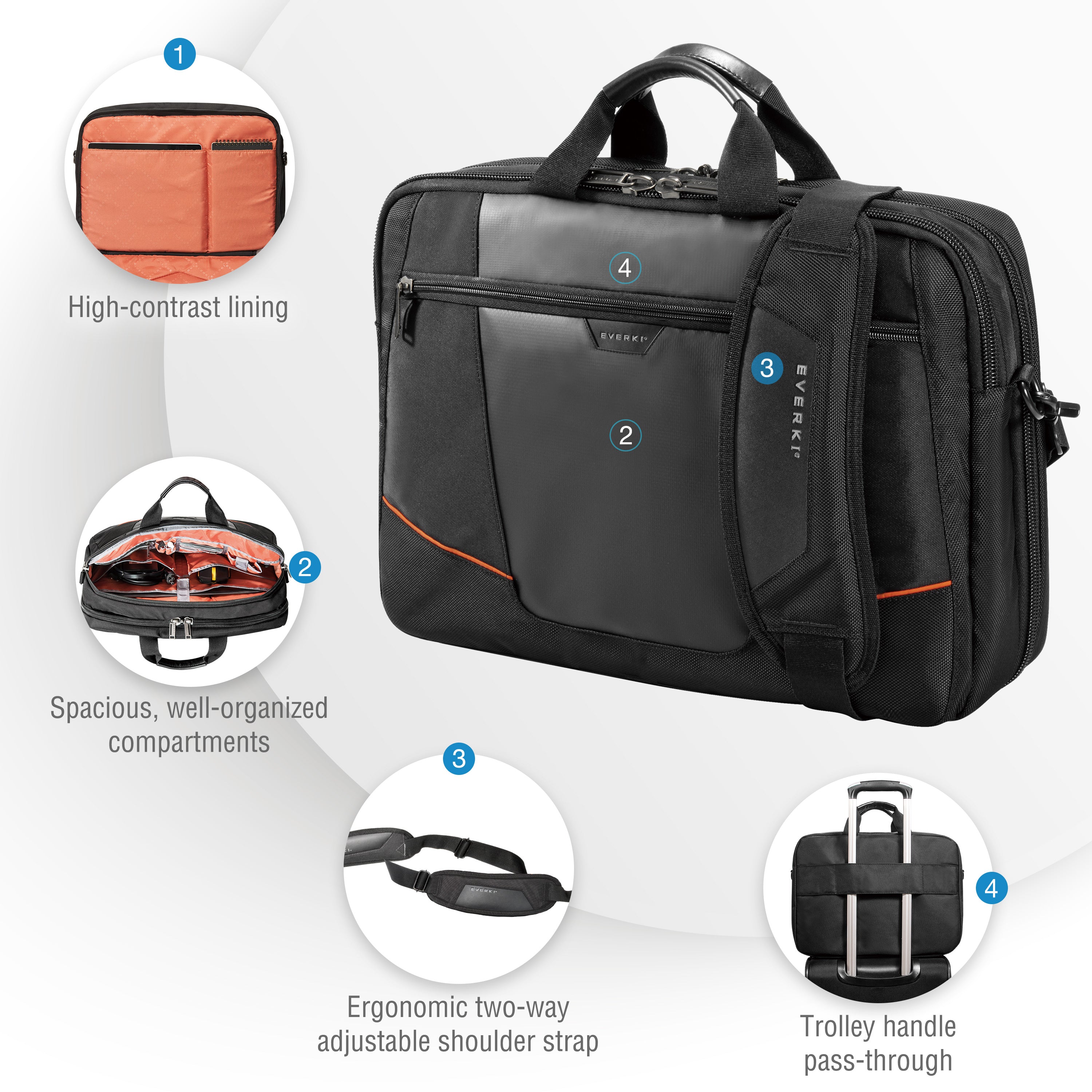 Everki Flight EKB419 16" Travel-Friendly Laptop Briefcase