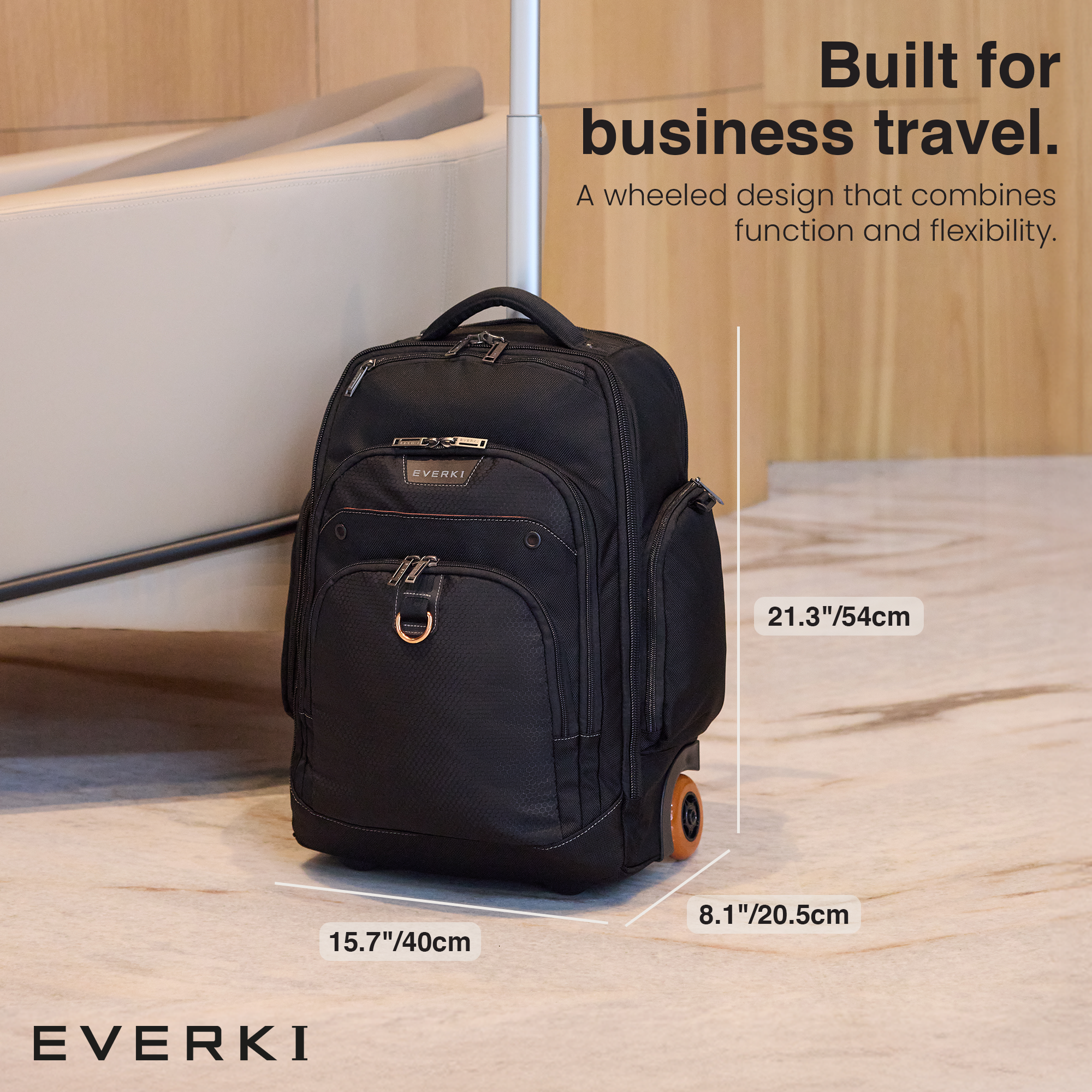Everki Atlas Wheeled EKP122 13" to 17.3" Laptop Backpack
