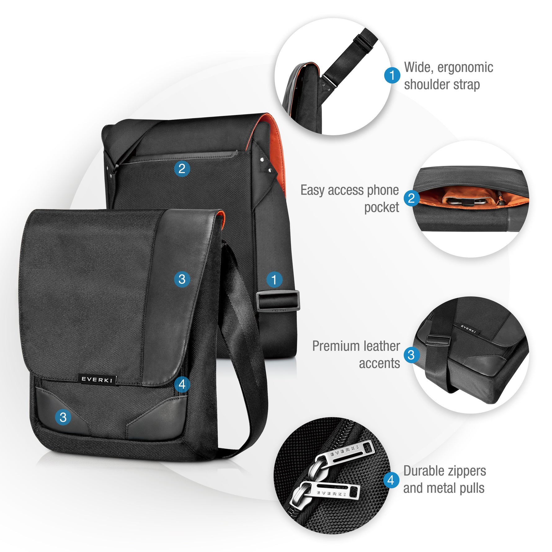 Everki Venue XL EKS622XL 13" Premium RFID Mini Messenger - image 5