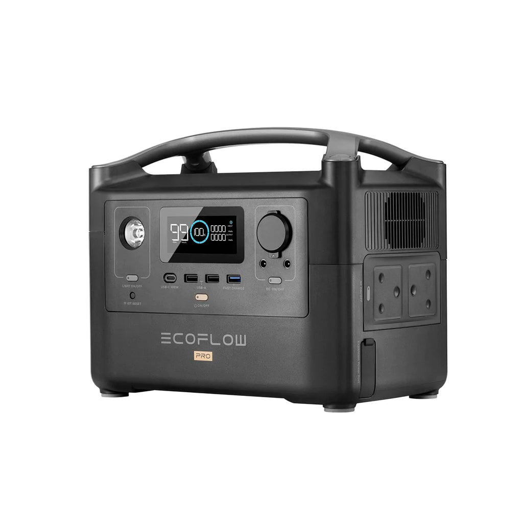 ECOFLOW RIVER PRO Portable Power Station - 720Wh Battery - 600W output; 200W Solar charger. SA Socket