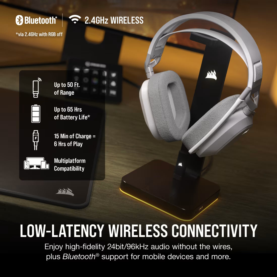 CORSAIR HS80 MAX WIRELESS Gaming Headset White - CA-9011296-AP