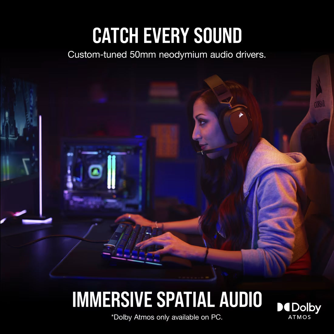 CORSAIR HS80 RGB WIRELESS Gaming Headset Carbon - CA-9011235-AP