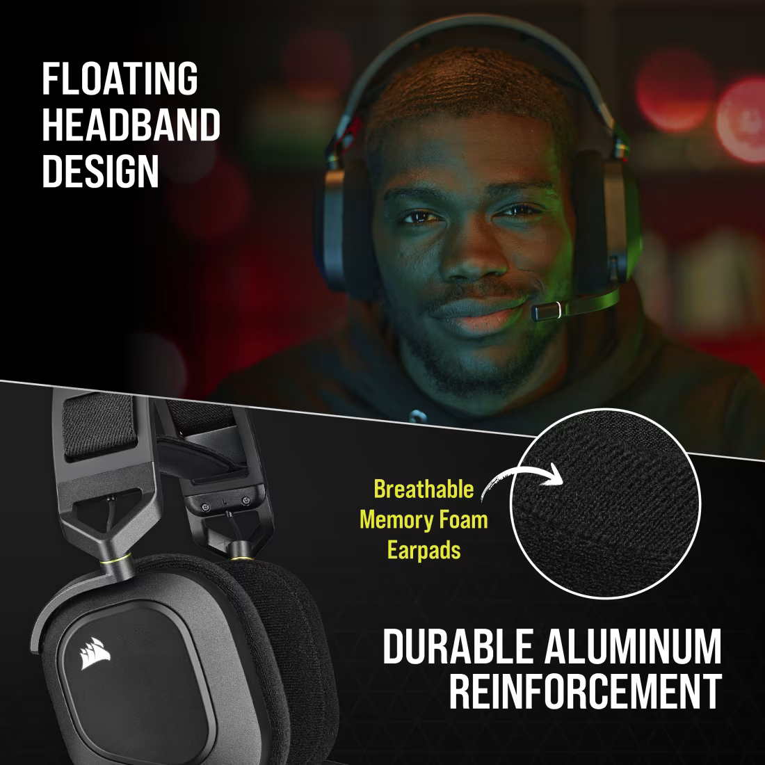 CORSAIR HS80 RGB WIRELESS Gaming Headset Carbon - CA-9011235-AP