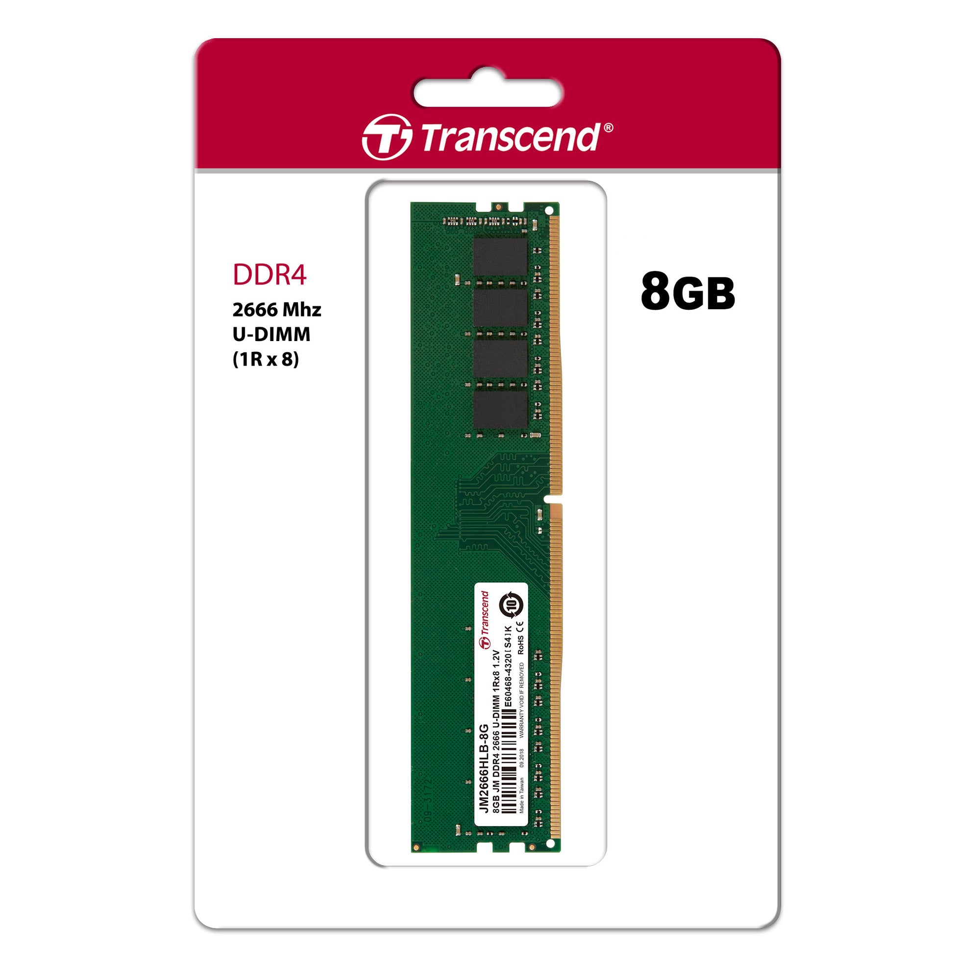 Transcend JetRam 8GB DDR4-2666 U-DIMM Desktop Memory
