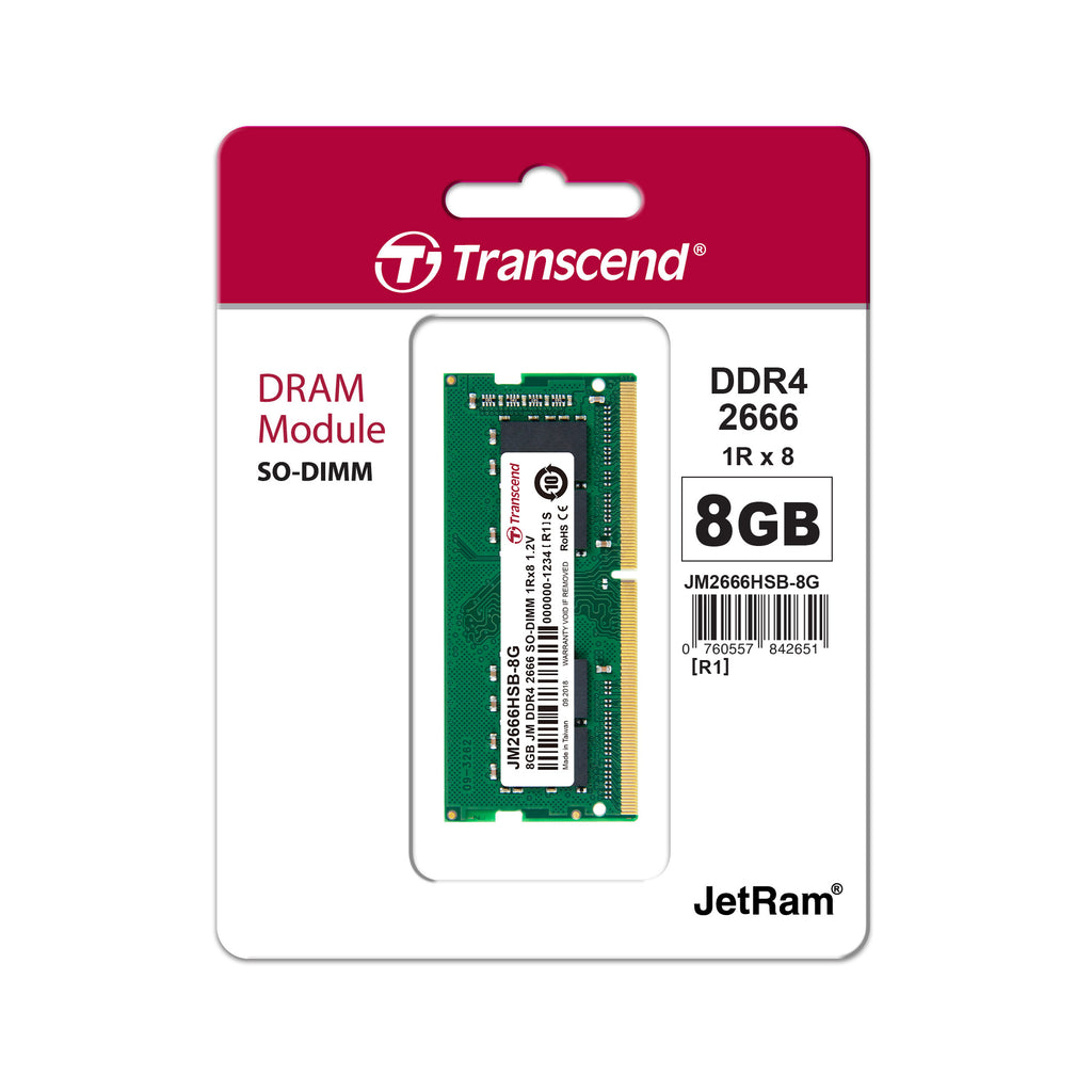 Transcend JetRam 8GB DDR4-2666 SO-DIMM Notebook Memory