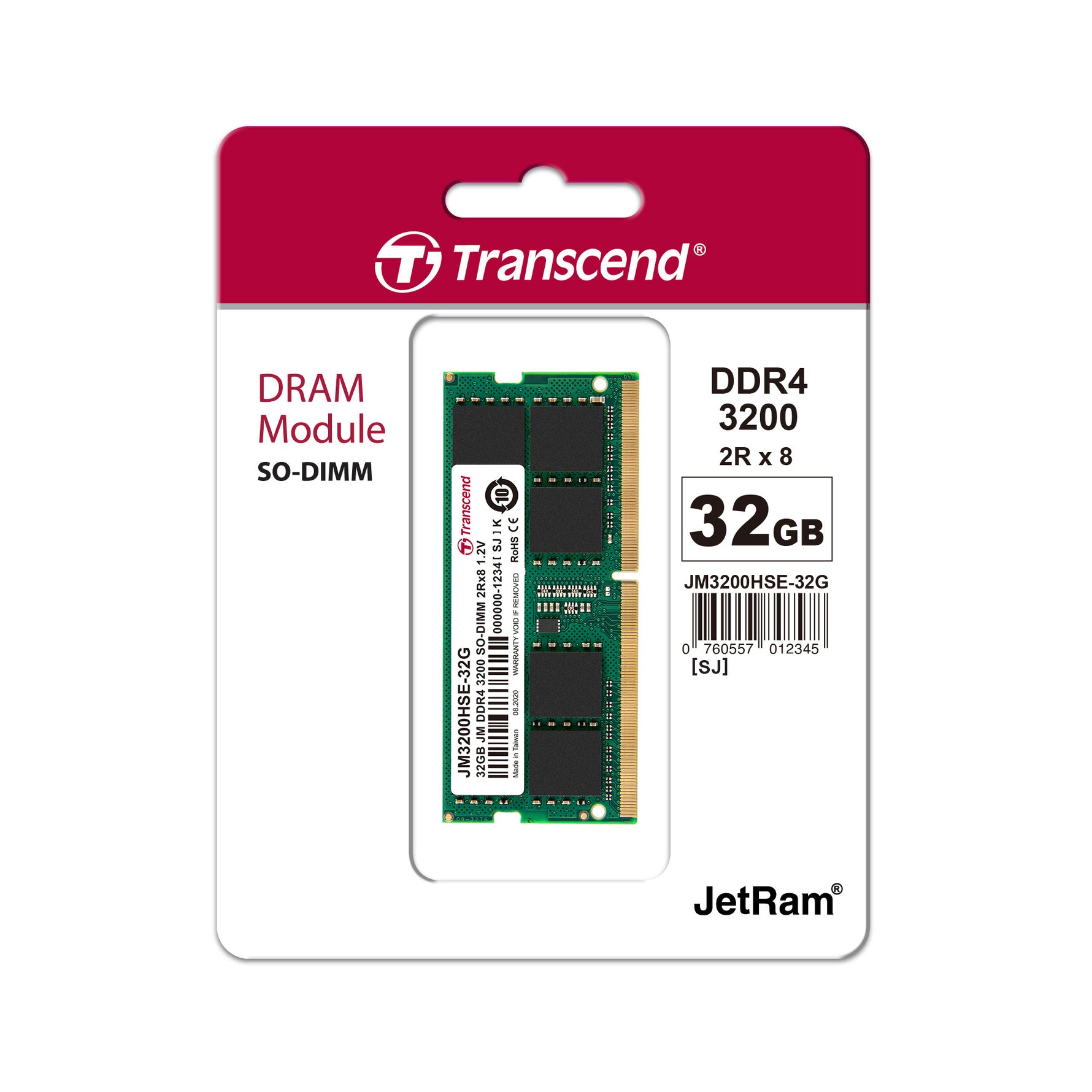 Transcend JetRam 32GB DDR4-3200 SO-DIMM Notebook Memory