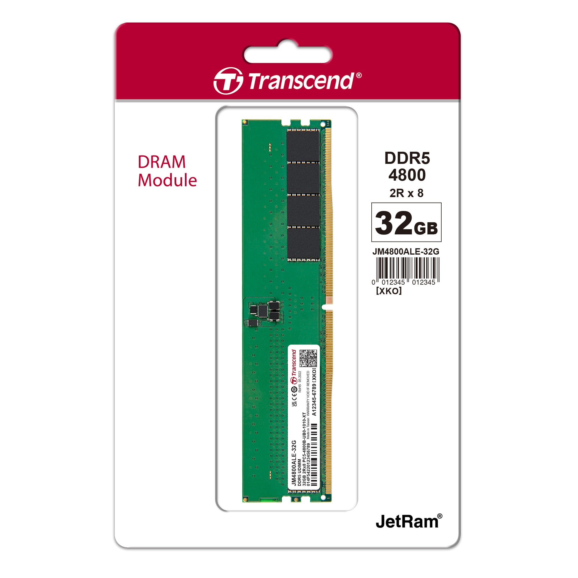 Transcend JetRam 32GB DDR5-4800 U-DIMM Desktop Memory