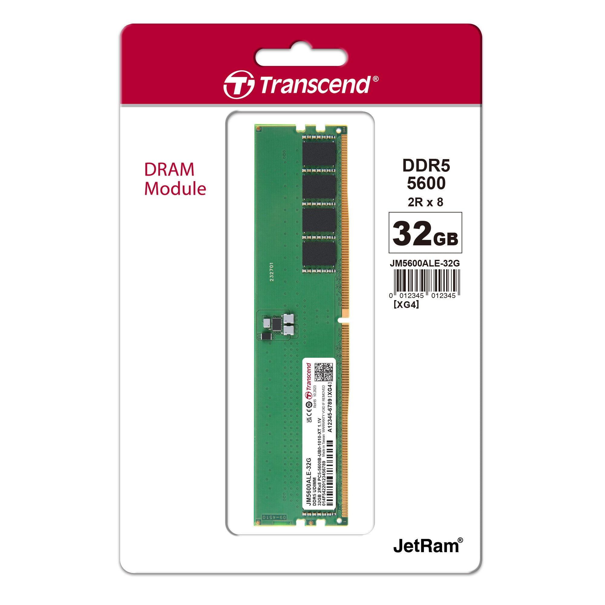 Transcend JetRam 32GB DDR5-5600 U-DIMM Desktop Memory