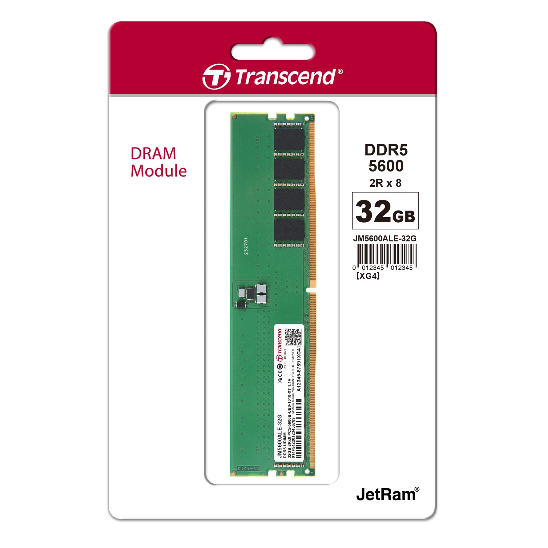 Transcend JetRam 32GB DDR5-5600 U-DIMM Desktop Memory