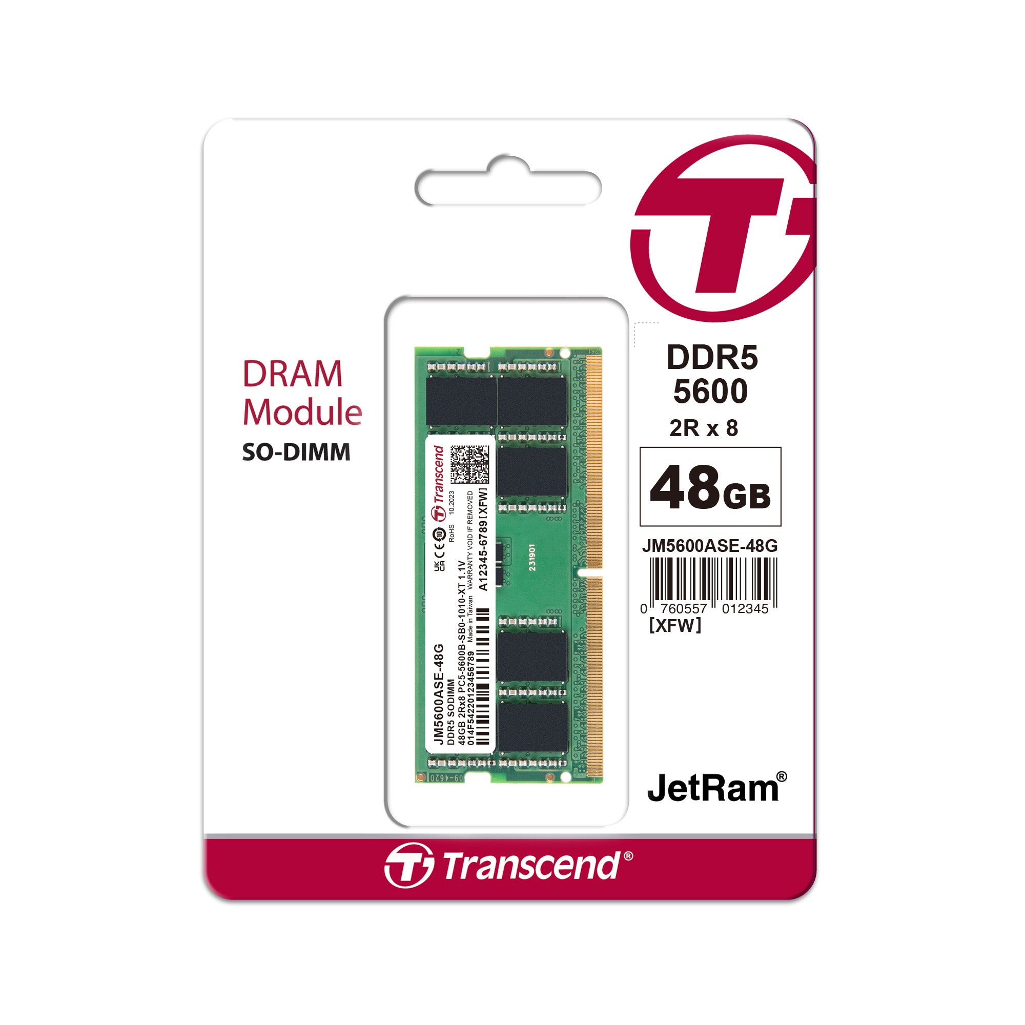 Transcend JetRam 48GB DDR5-5600 SO-DIMM Notebook Memory