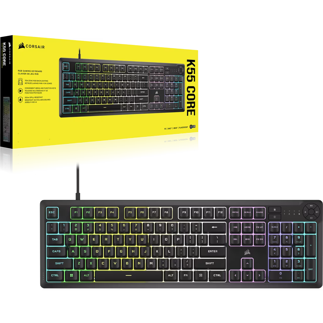 Corsair K55 CORE RGB Gaming Keyboard - Black