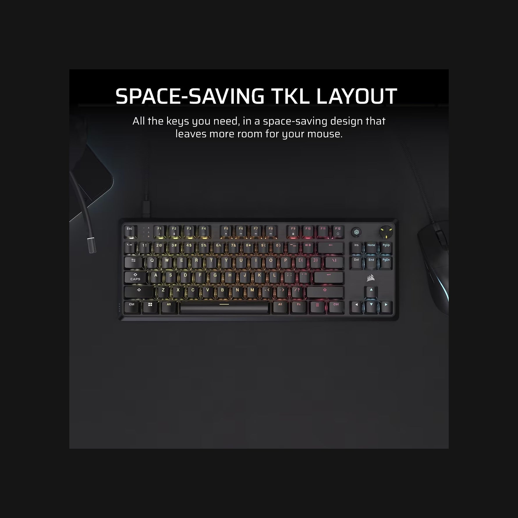 CORSAIR K70 CORE TKL RGB Mechanical Gaming Keyboard - CH-911911E-NA