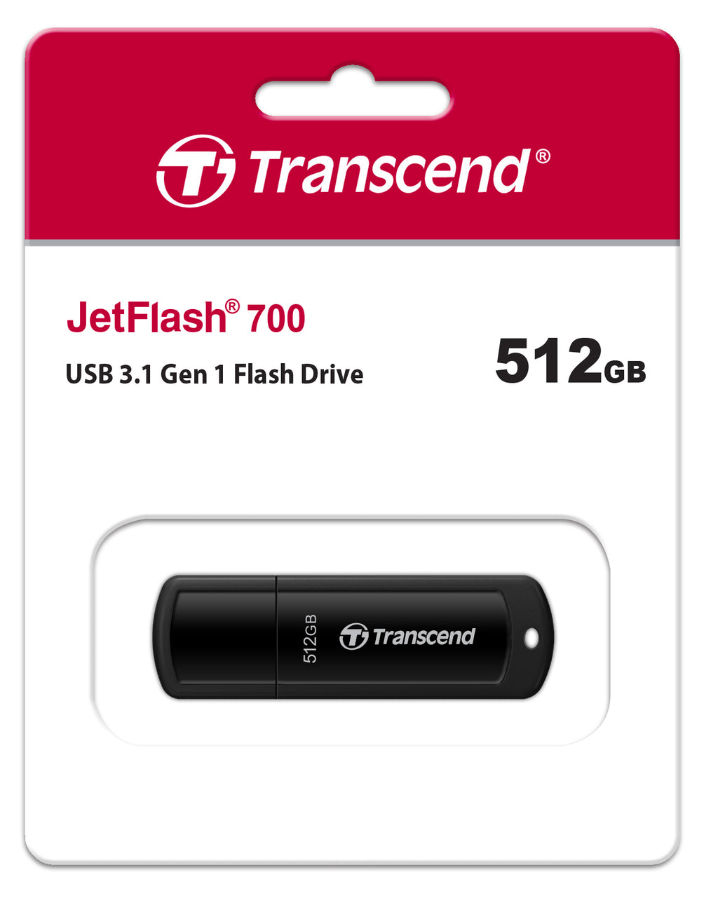 Transcend JetFlash 700 512GB USB 3.1 Gen 1 Flash Drive Black