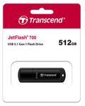 Transcend JetFlash 700 512GB USB 3.1 Gen 1 Flash Drive Black