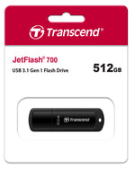 Transcend JetFlash 700 512GB USB 3.1 Gen 1 Flash Drive Black