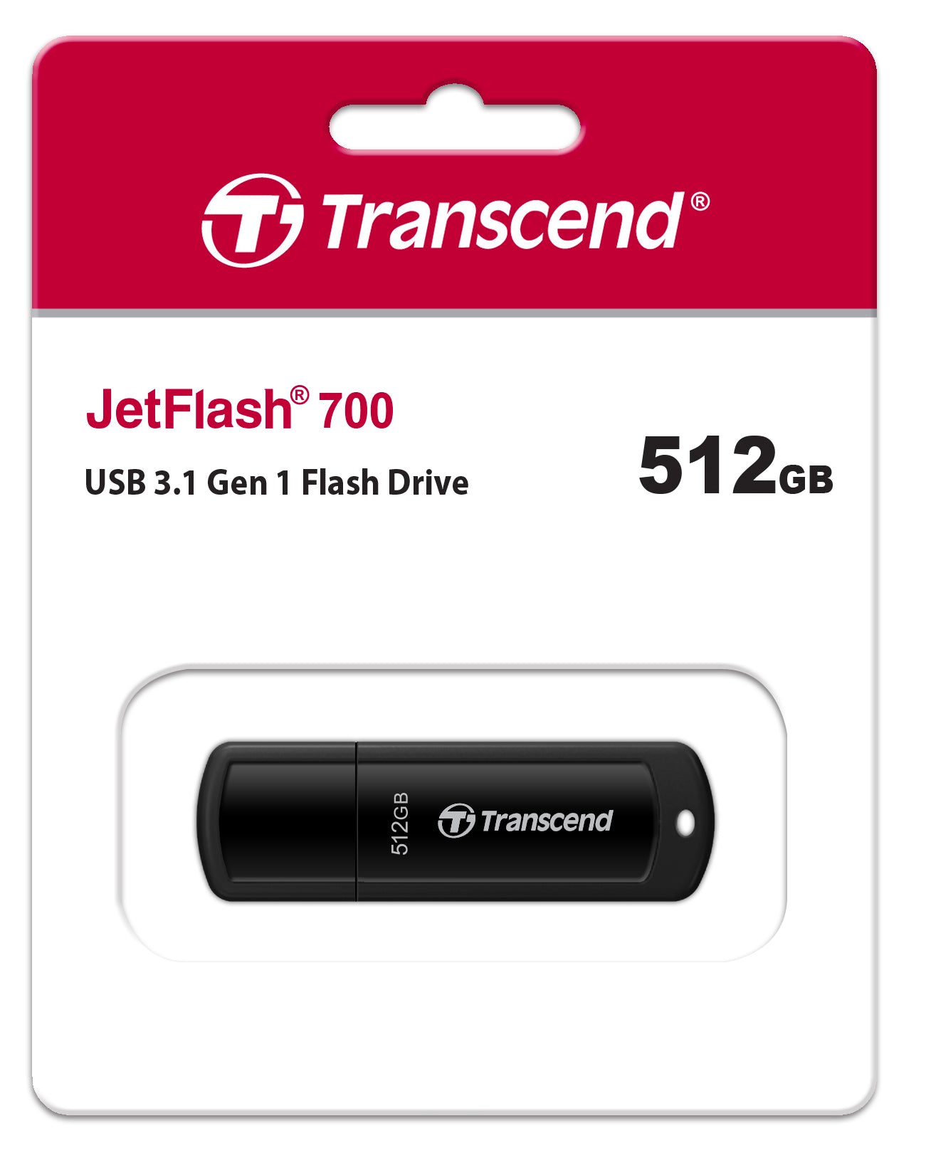 Transcend JetFlash 700 512GB USB 3.1 Gen 1 Flash Drive Black