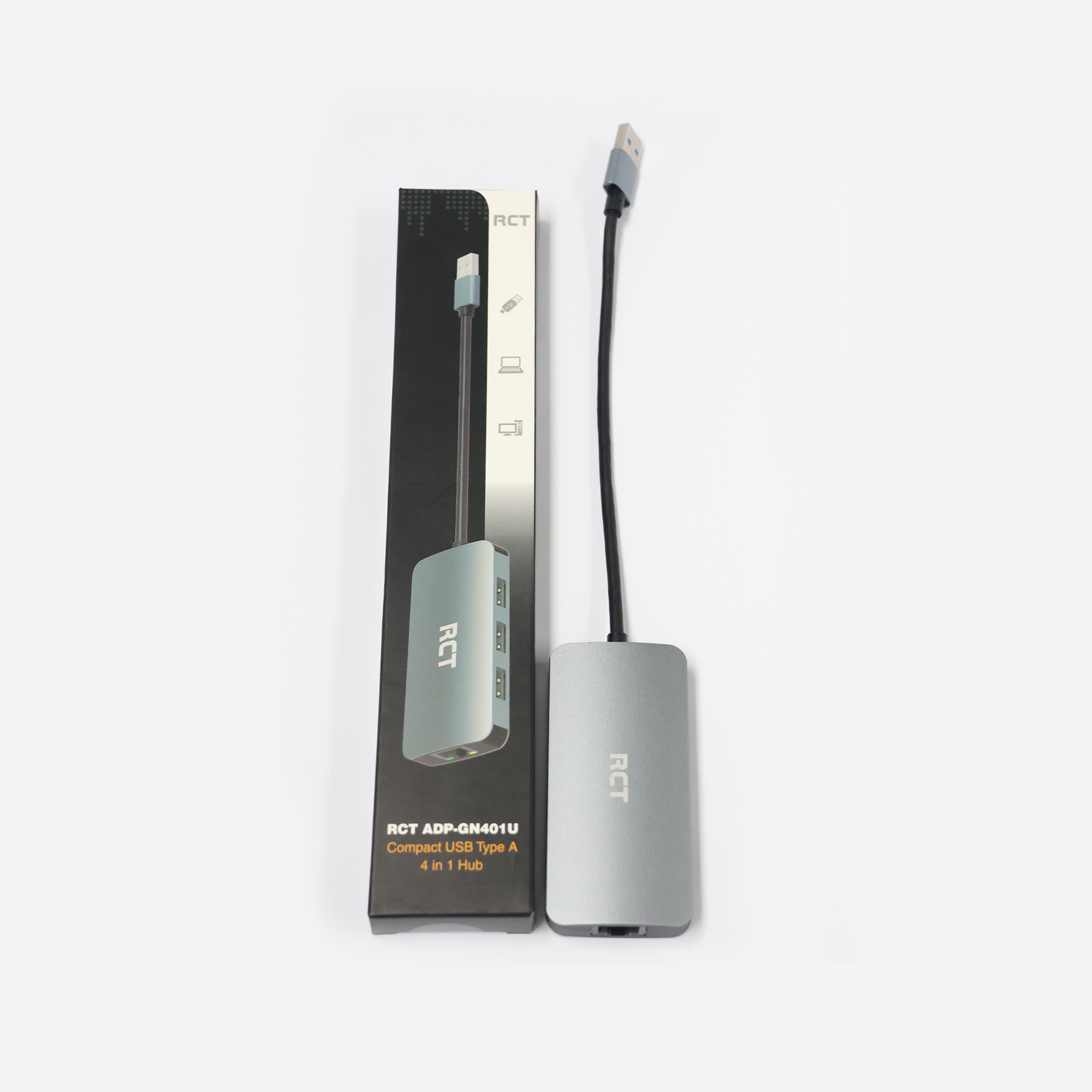 RCT 4-in-1 USB type A hub with 3 USB 3.0 Type A ports and 1 RJ45 Gigabit ethernet port - image 4
