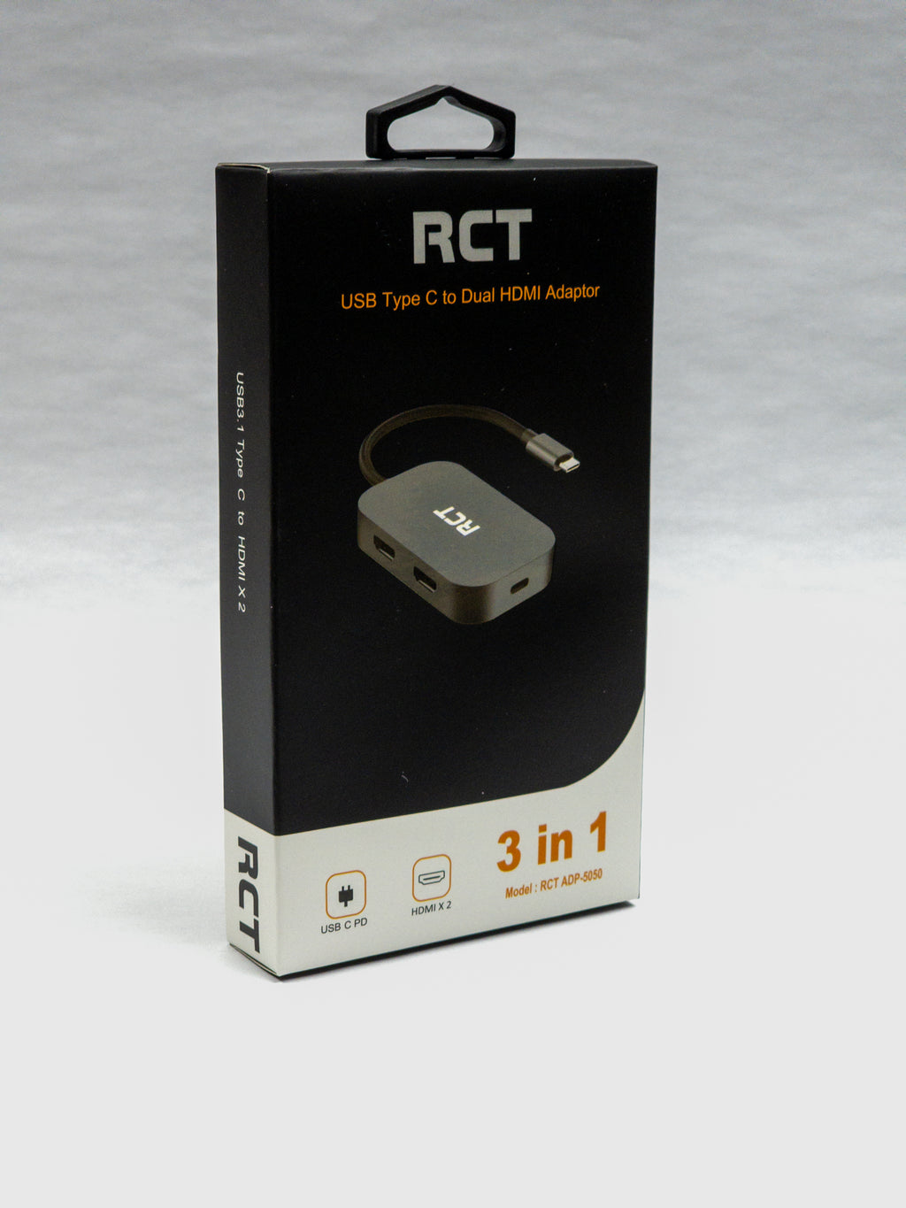 RCT ADP-5050 Compact USB Type-C 3-in-1 Hub with Dual HDMI & PD