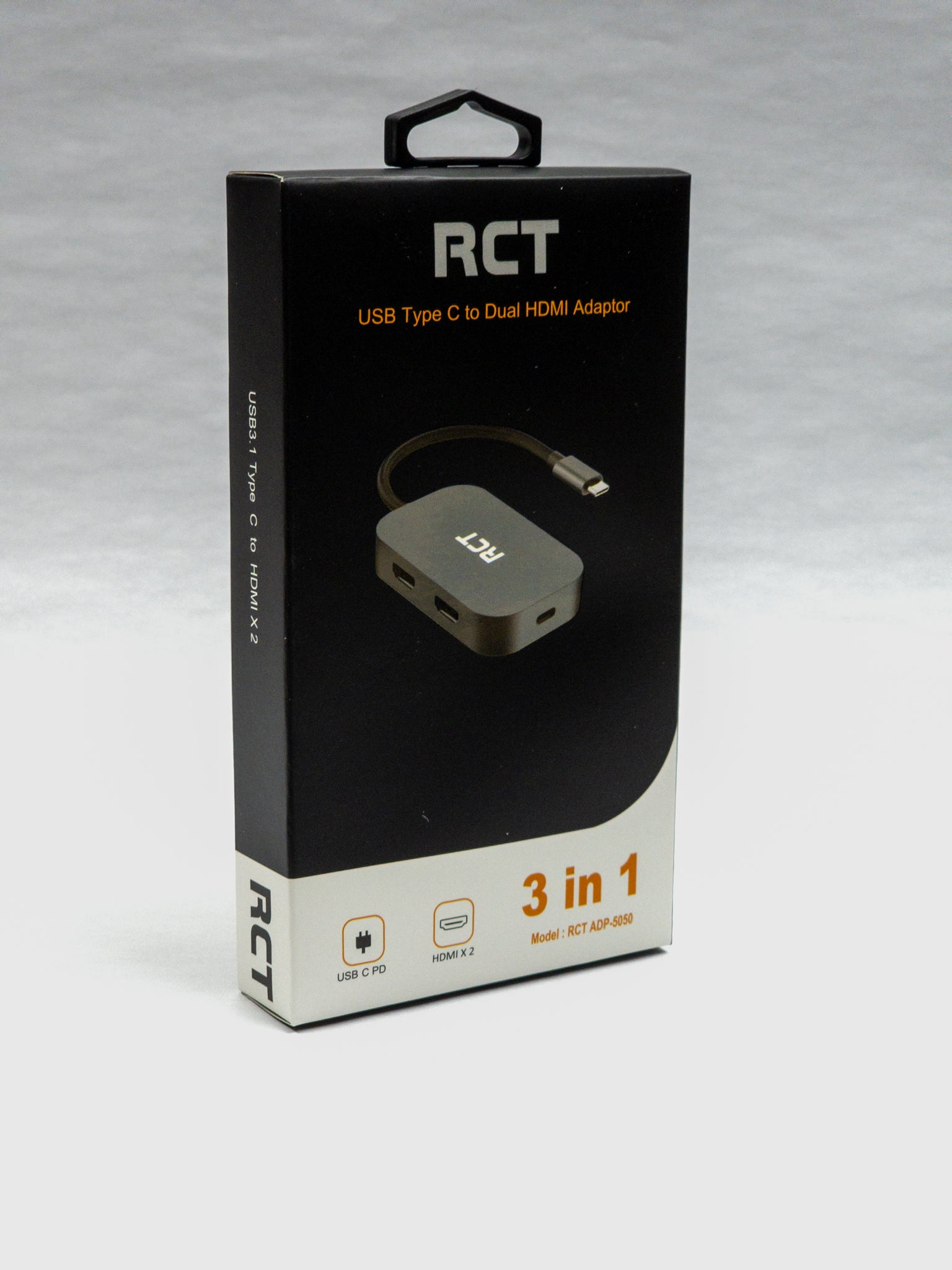 RCT ADP-5050 Compact USB Type-C 3-in-1 Hub with Dual HDMI & PD