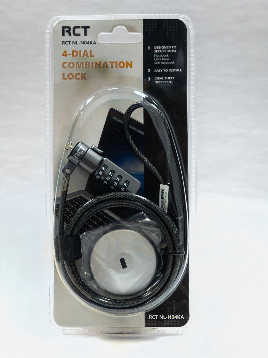 RCT NL-N04KA 4-Dial Combination Notebook Security Lock
