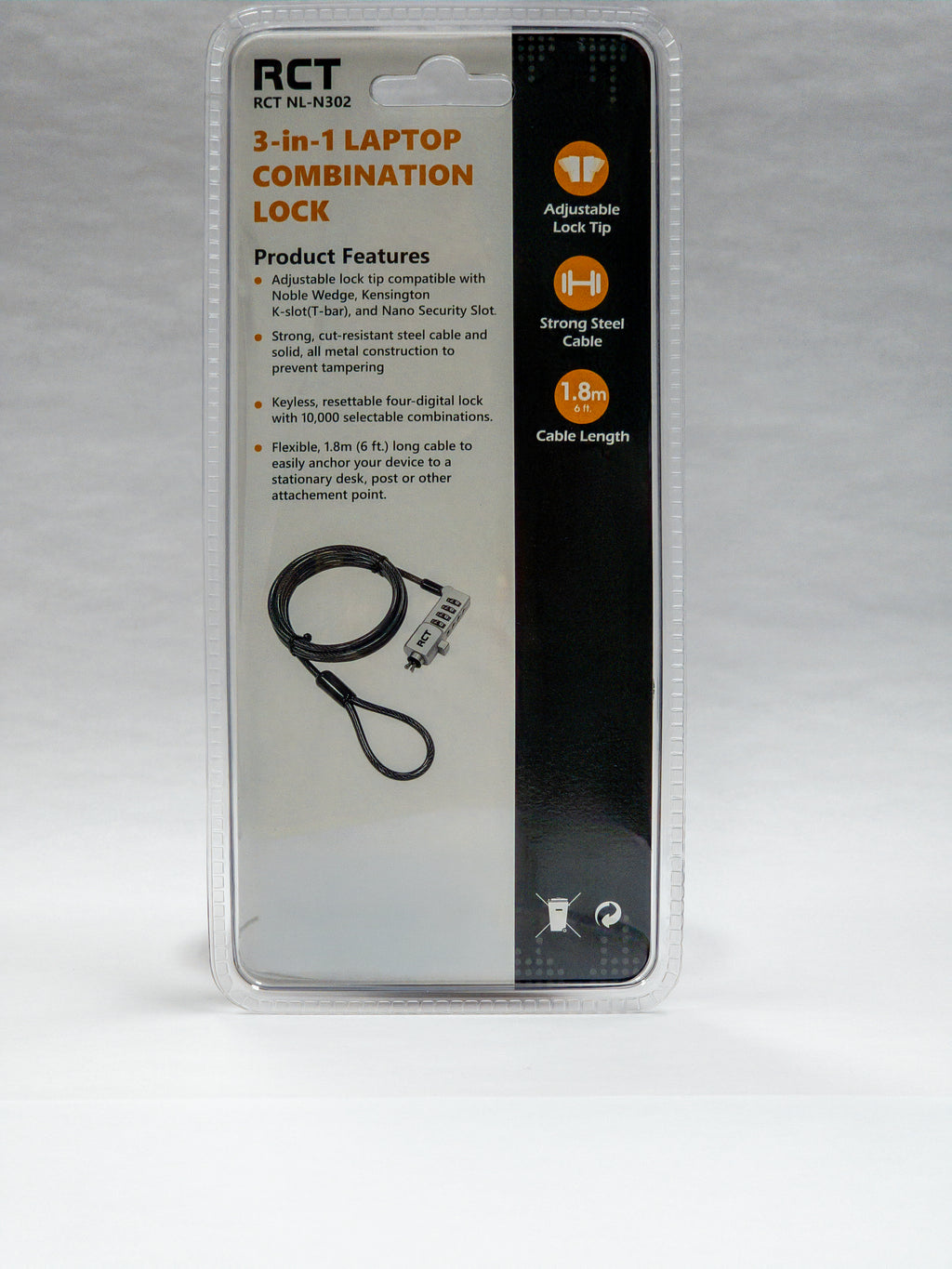 RCT NL-N302 3-in-1 Combination Notebook Security Lock