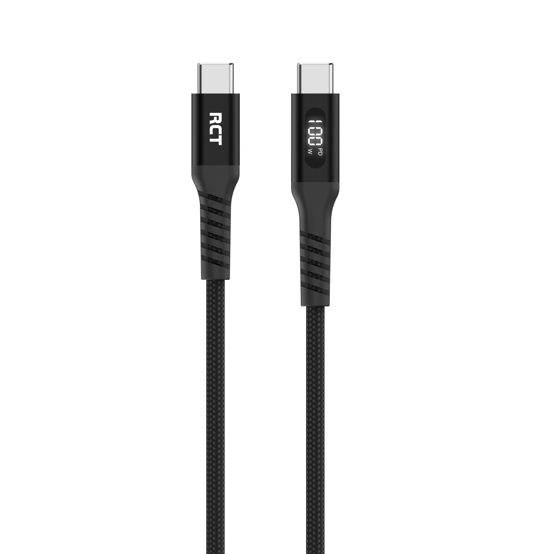 RCT USBC 2M USB-C to USB-C 2m Sync & Fast Charging Cable with LED Display