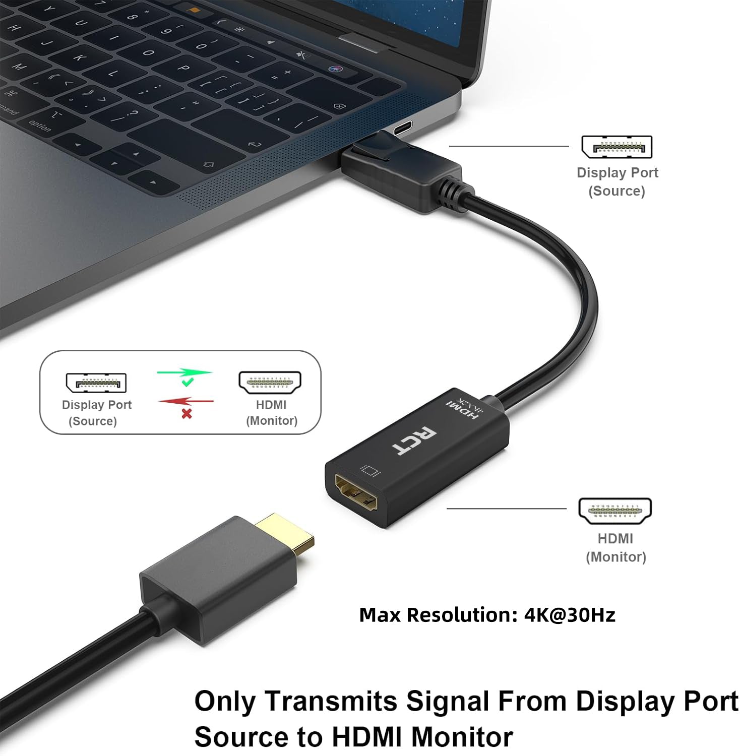 RCT display port to HDMI 4K (M to F) adapter with audio - image 2