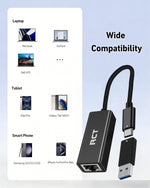 RCT ADP-GN101CU USB-C to Gigabit Ethernet Adapter with USB-A Converter - image 5