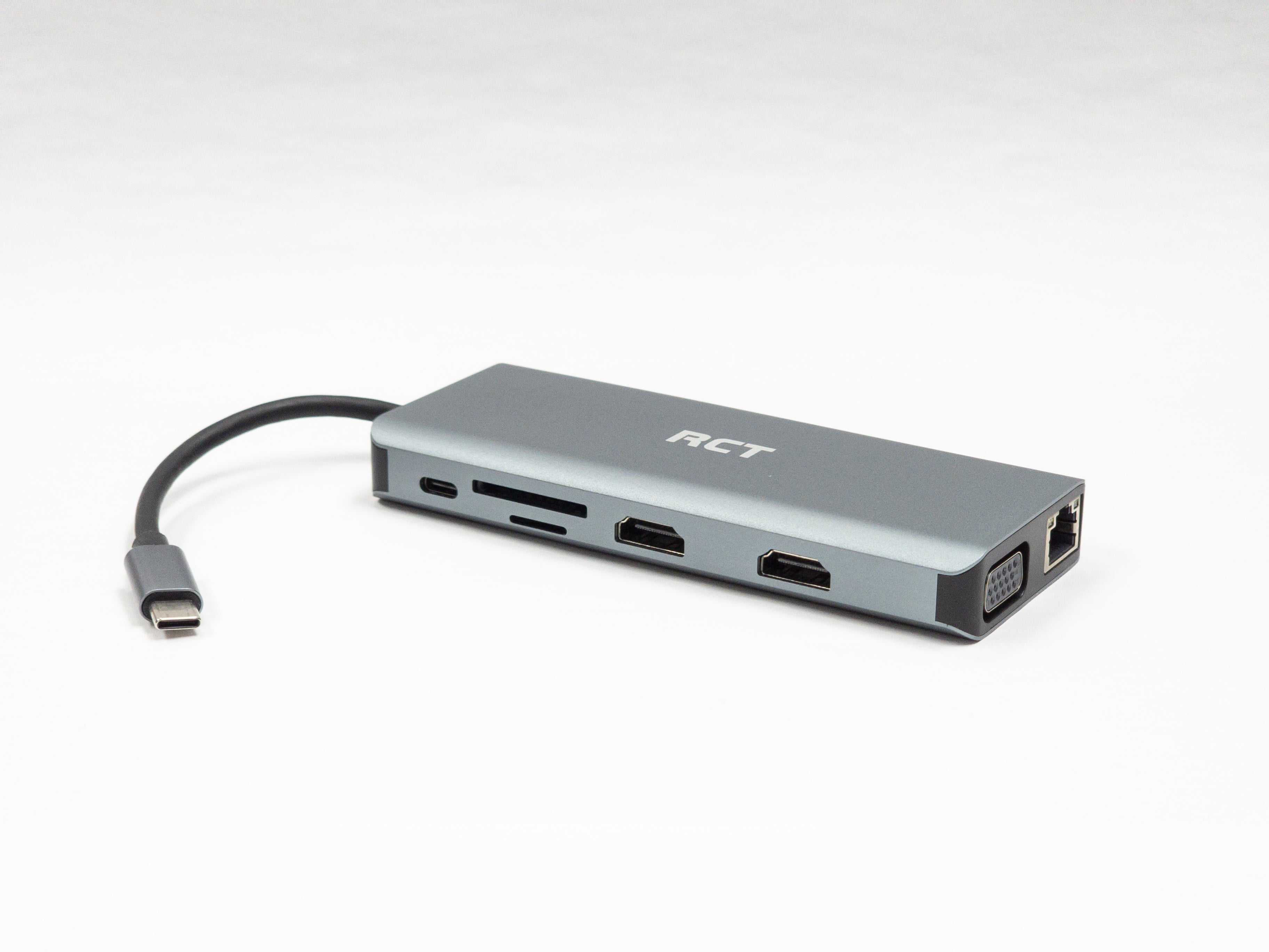 RCT SD-11 Compact USB Type-C 12-in-1 Hub with Dual HDMI, VGA, LAN & PD