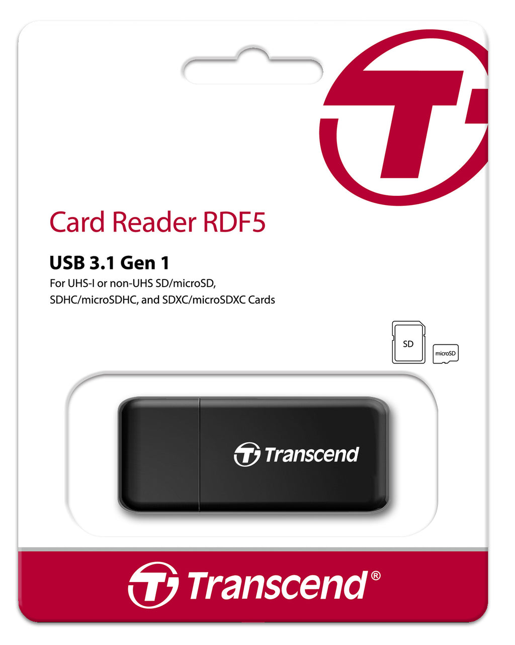Transcend RDF5 USB-A Card Reader for SD and microSD Cards