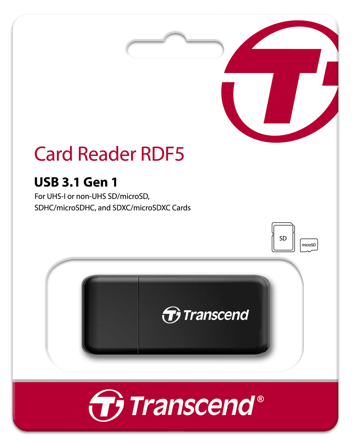 Transcend RDF5 USB-A Card Reader for SD and microSD Cards