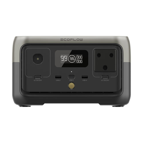 ECOFLOW RIVER 2 Portable Power Station - 256Wh LFP battery -  300W Output 110W Solar chrger - SA Socket