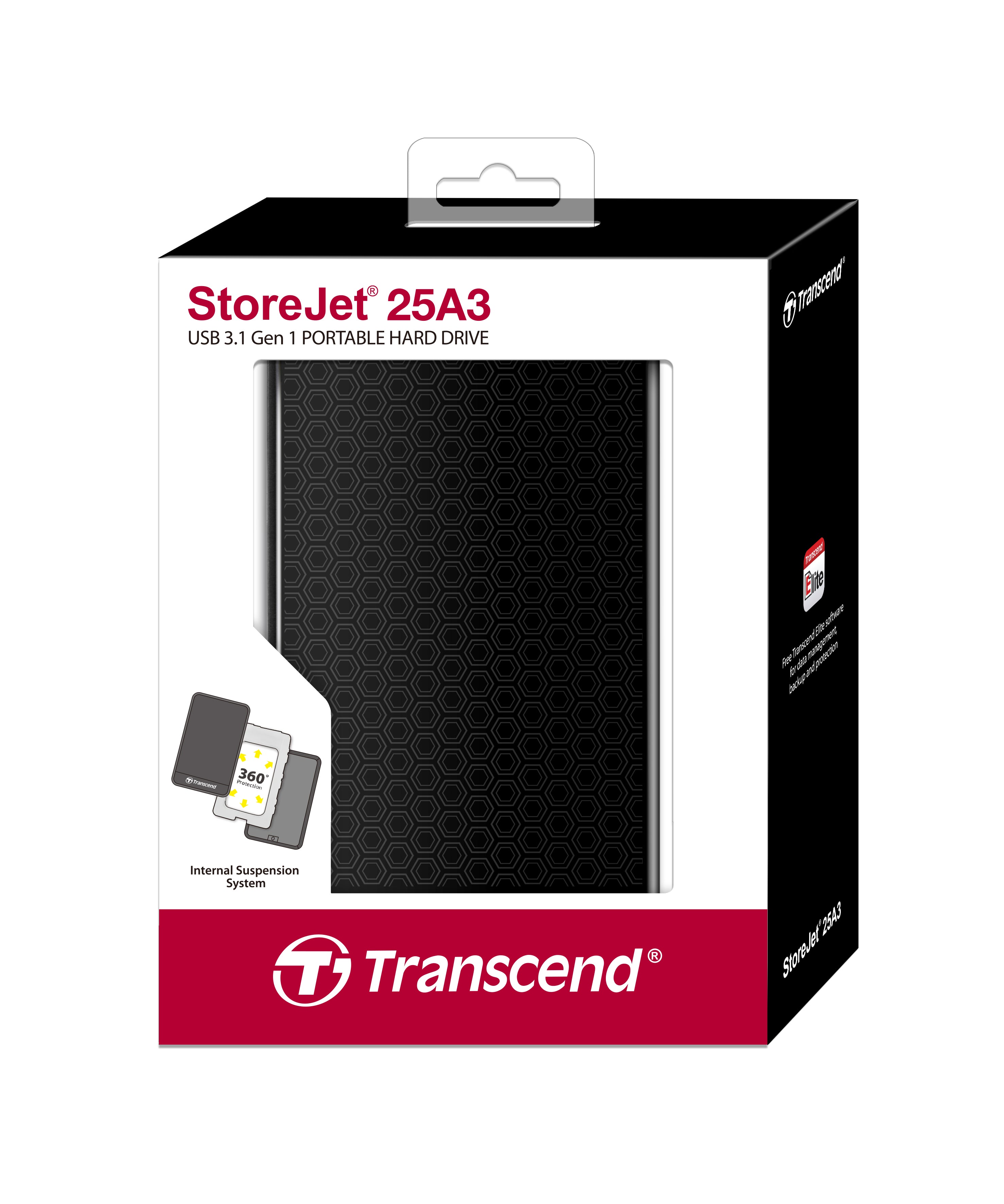 Transcend StoreJet 25A3 2TB Portable Hard Drive Black