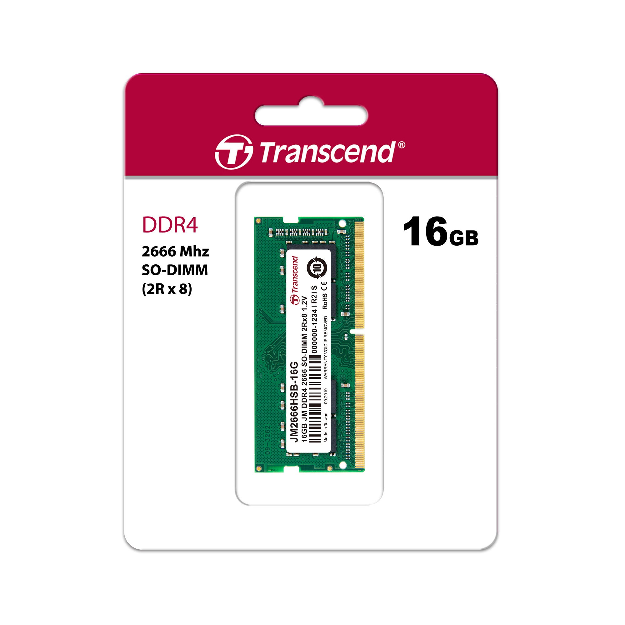 Transcend JetRam 16GB DDR4-2666 SO-DIMM Notebook Memory