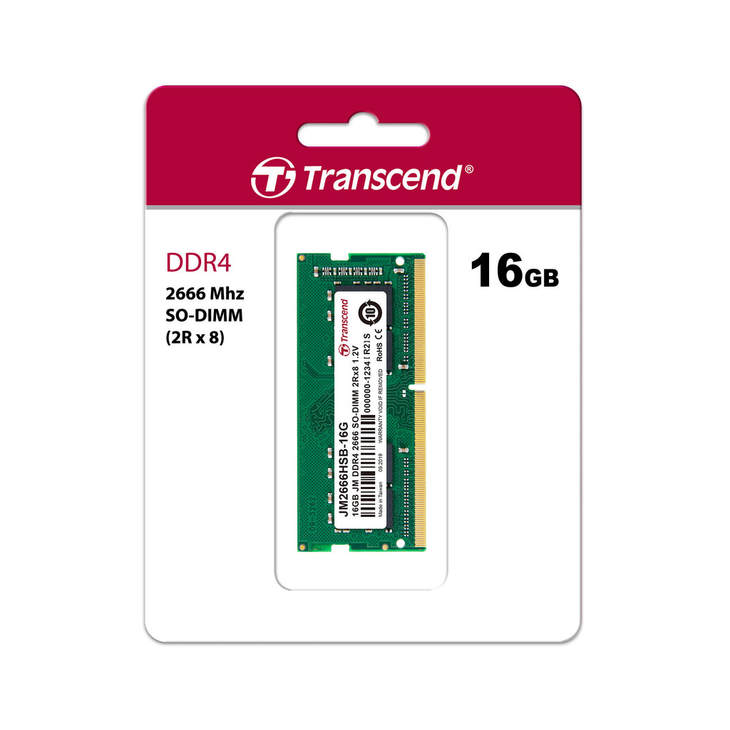 Transcend JetRam 16GB DDR4-2666 SO-DIMM Notebook Memory