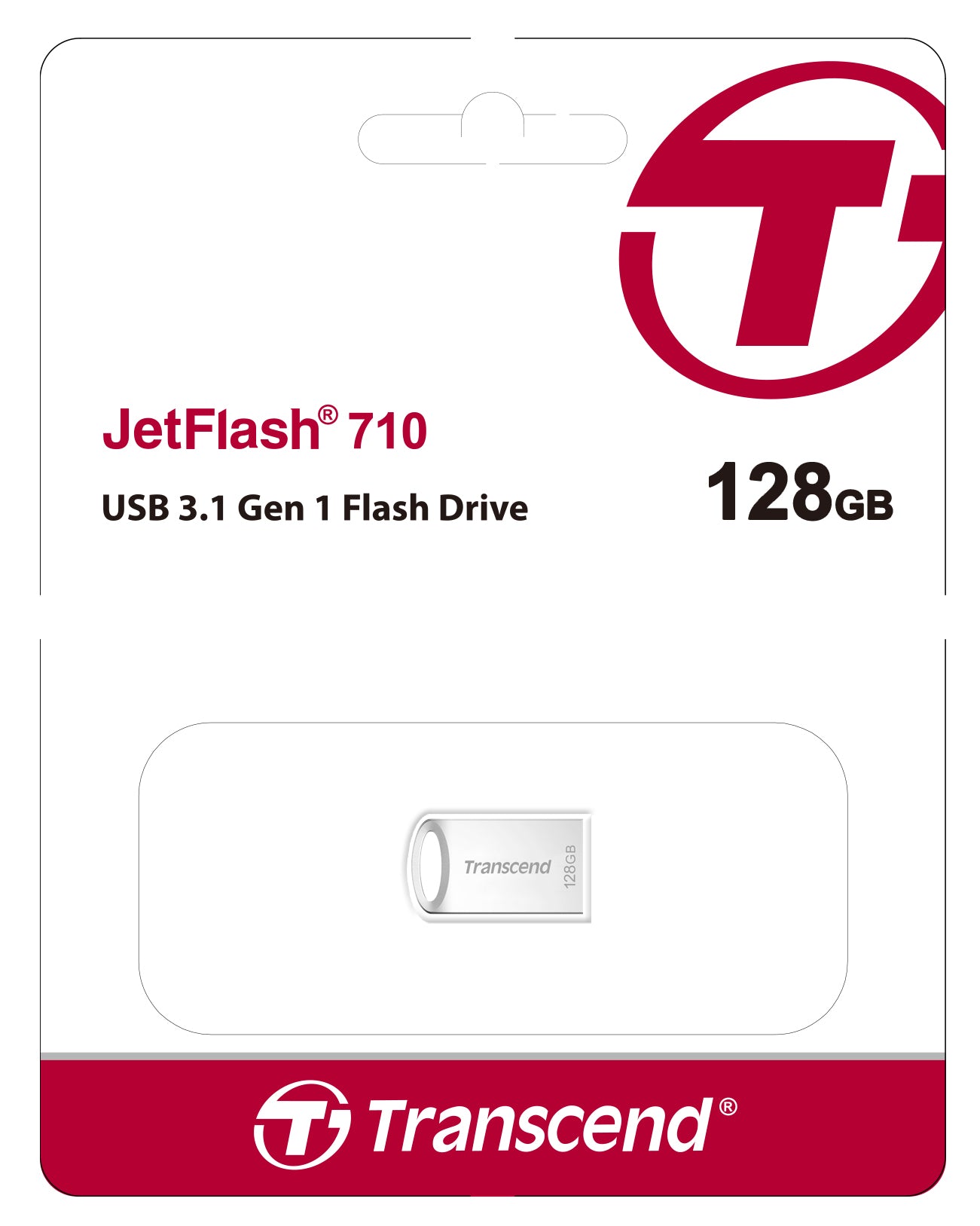 Transcend JetFlash 710S 128GB USB 3.1 Gen 1 Flash Drive Silver