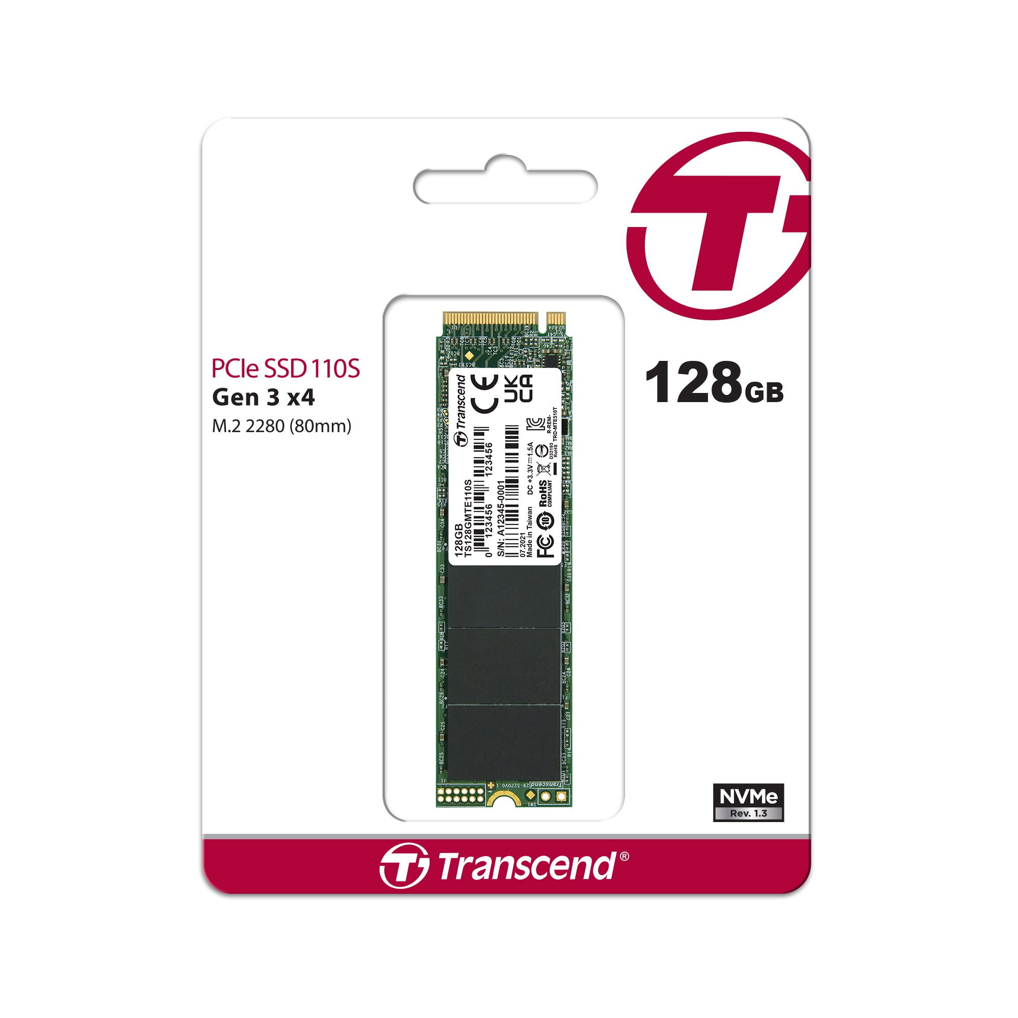 Transcend MTE110S 128GB M.2 2280 PCIe Gen3x4 NVMe SSD