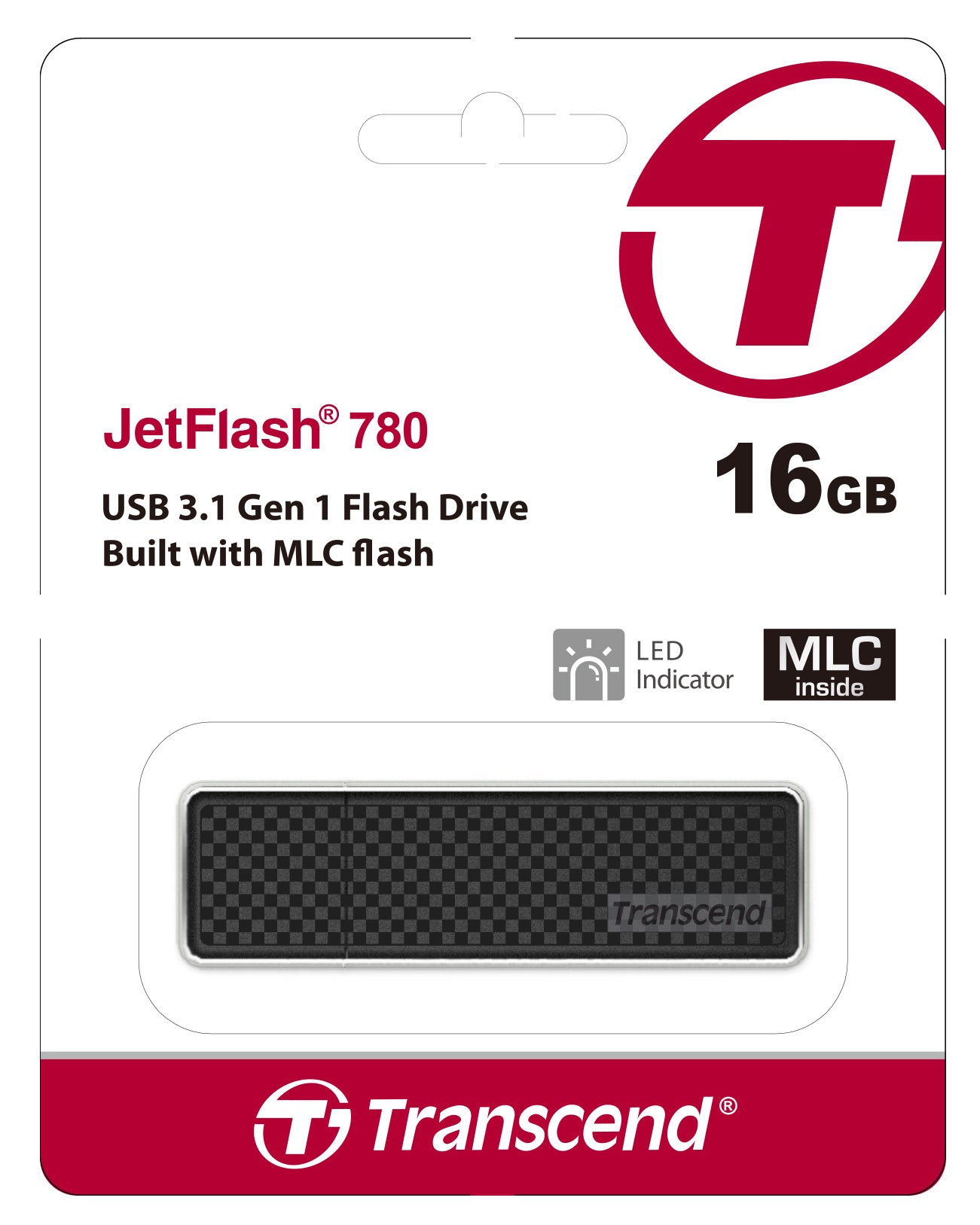 Transcend JetFlash 780 16GB USB 3.1 Gen 1 Flash Drive Black