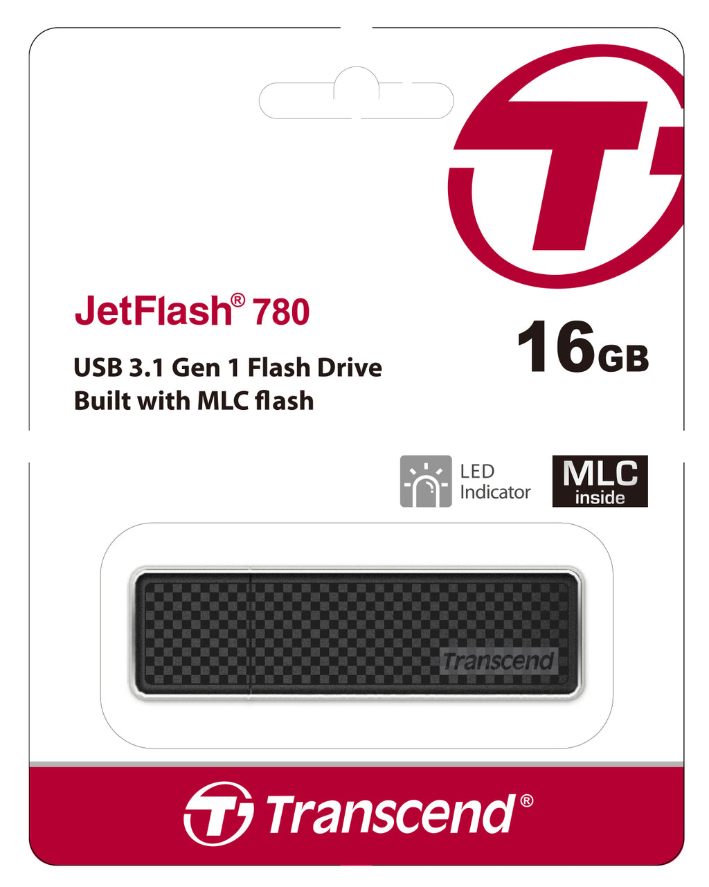 Transcend JetFlash 780 16GB USB 3.1 Gen 1 Flash Drive Black