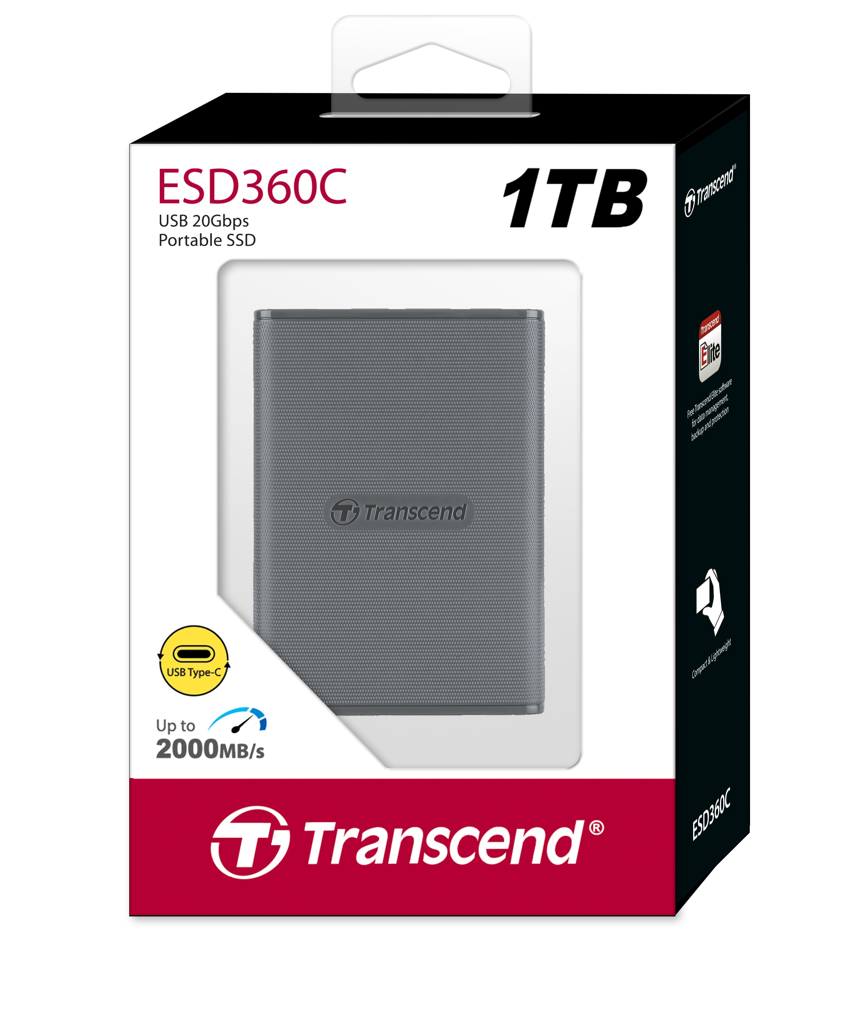 Transcend ESD360C 1TB Portable SSD USB-C 20Gbps Grey