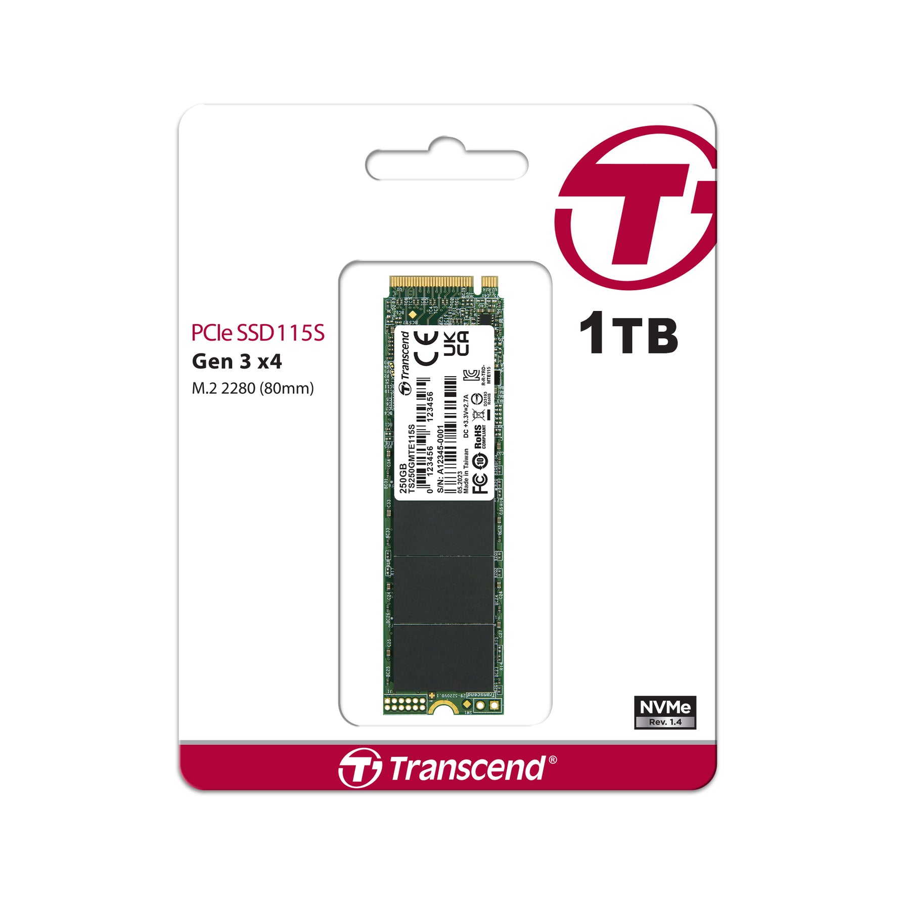 Transcend MTE115S 1TB M.2 2280 PCIe Gen3x4 NVMe SSD